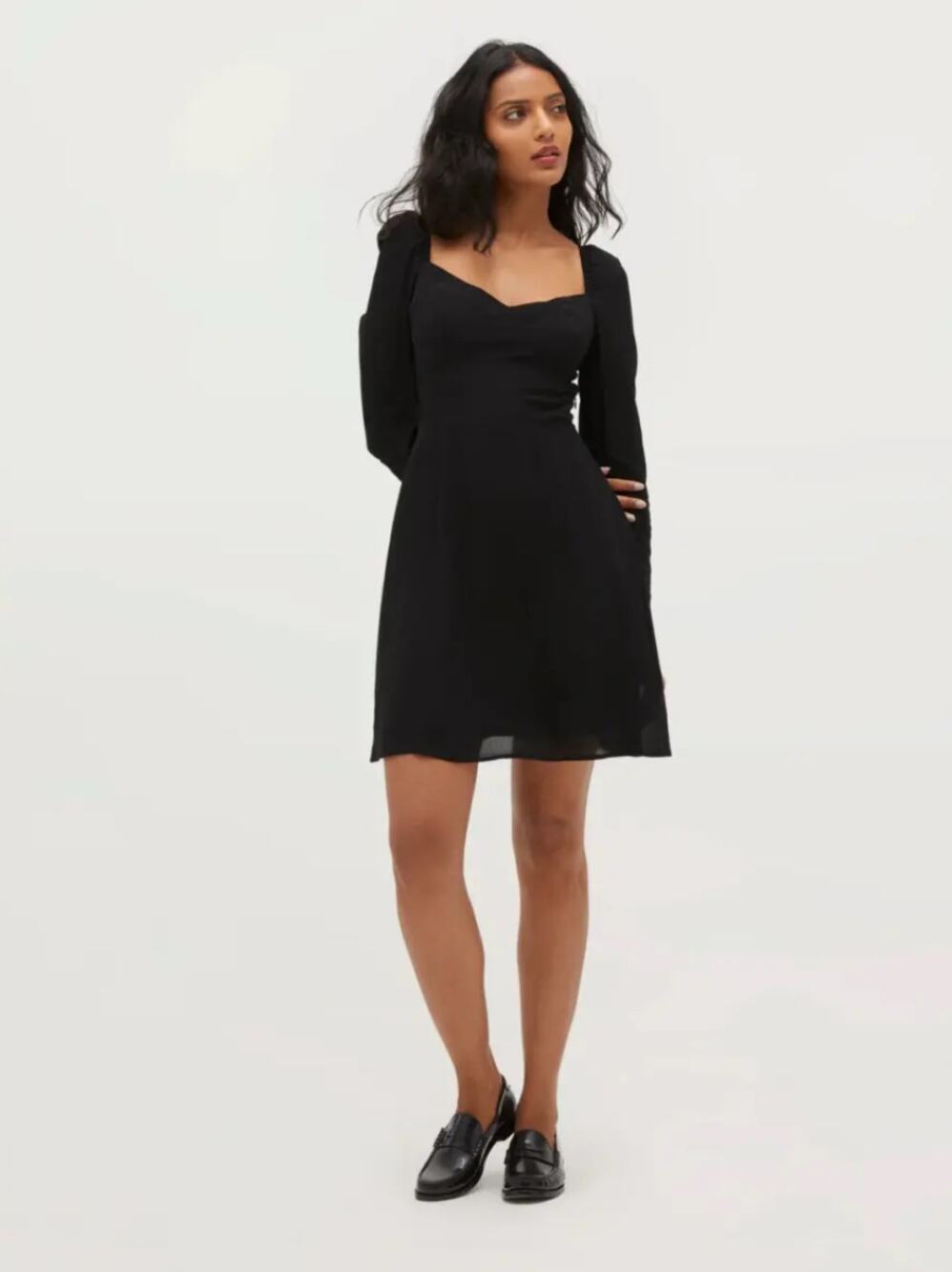 Hill House Home Felicity Dress Black Corset Puff Sleeve Size S NWT
